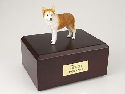 Red Husky Dog Figurine Urn PetsToRemember.com