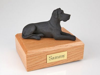 Black Great Dane Ears Down Dog Urn PetsToRemember.com