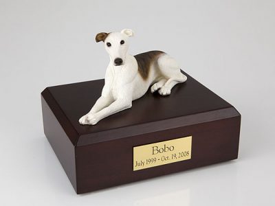 White brindle Greyhound Dog Figurine Urn PetsToRemember.com