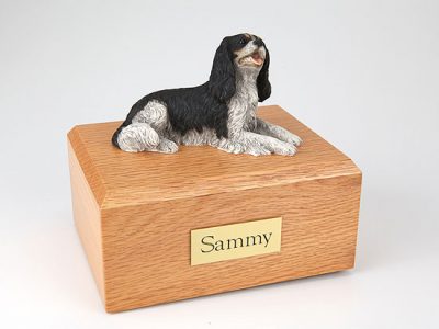 Black White King Charles Spaniel Figurine Urn PetsToRemember.com