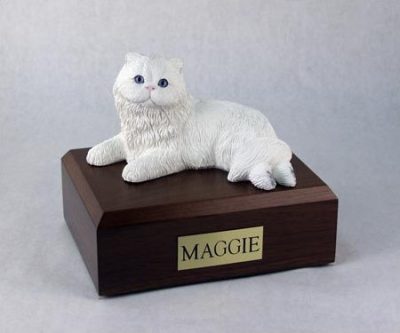 White Persian Cat Figurine Urn PetsToRemember.com