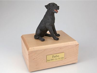 black sitting labrador dog urn PetsToRemember.com