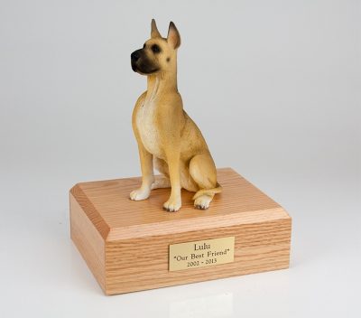 Fawn Sitting Great Dane Dog Pet Figurine Urn PetsToRemember.com