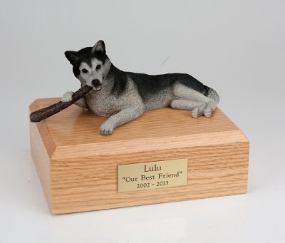 Black White Husky Dog Urn PetsToRemember.com