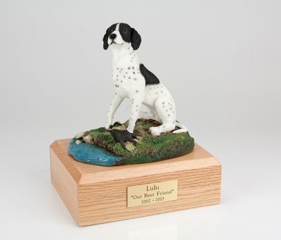 Black white Pointer Dog urn PetsToRemember.com