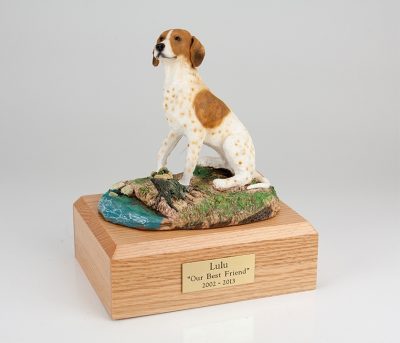 Brown White Pointer Dog Figurine Urn PetsToRemember.com