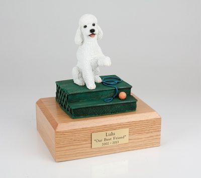 White Poodle Dog Figurine Urn PetsToRemember.com