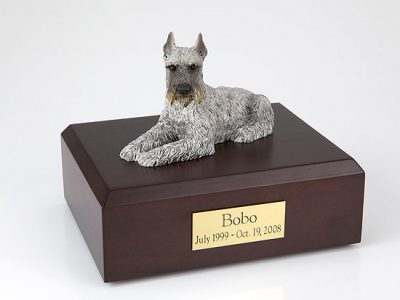 Silver Schnauzer Dog Figurine Urn PetsToRemember.com