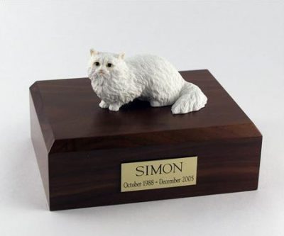 White Angora Cat Figurine Urn PetsToRemember.com