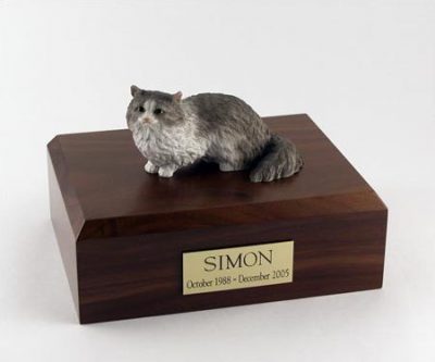 Gray Angora Cat Figurine Urn PetsToRemember.com