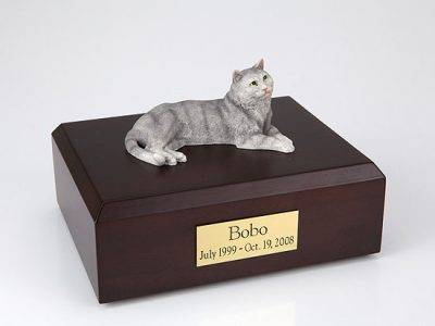 Gray Tabby Cat Figurine Urn PetsToRemember.com