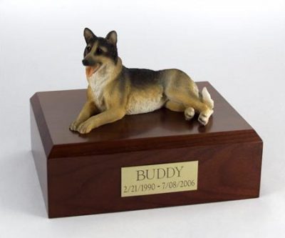 laying german shepherd dog urn PetsToRemember.com