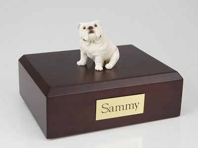 White Bulldog Figurine Urn PetsToRemember.com