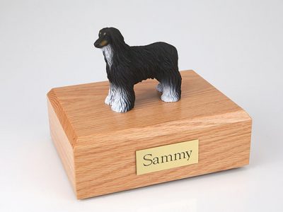 Black White Afghan Dog Figurine Urn PetsToRemember.com