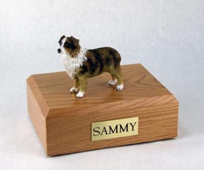 Red Brown Australian Shepherd Dog Figurine Urn PetsToRemember.com