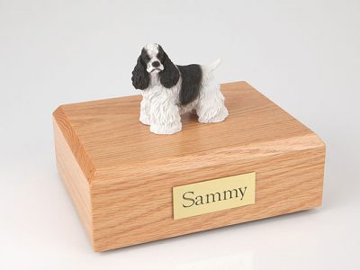 Black White Cocker Spaniel Dog Pet Figurine Urn PetsToRemember.com