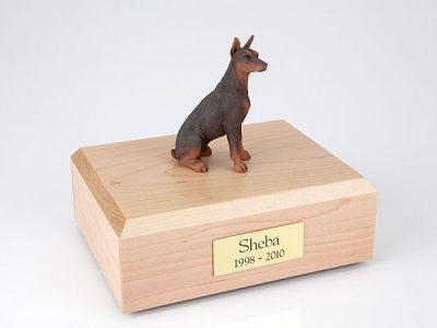 Red Doberman Dog Figurine Urn PetsToRemember.com