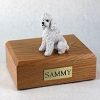 White Poodle Figurine Urn PetsToRemember.com