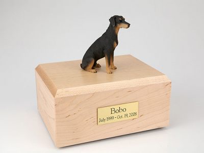 Black Ears Down Doberman Figurine Urn PetsToRemember.com