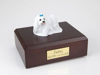 Blue Ribbon Maltese Dog Pet Figurine Urn PetsToRemember.com