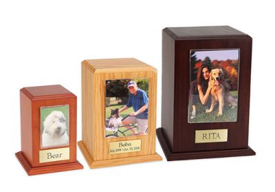 Small Tower Pet Urn with Photo PetsToRemember.com