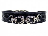 Noir Patent Swarovski Crystal Dog Collar