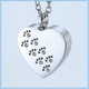 Crystal Pet Dog Paw Print Heart Urn Pendant & Necklace